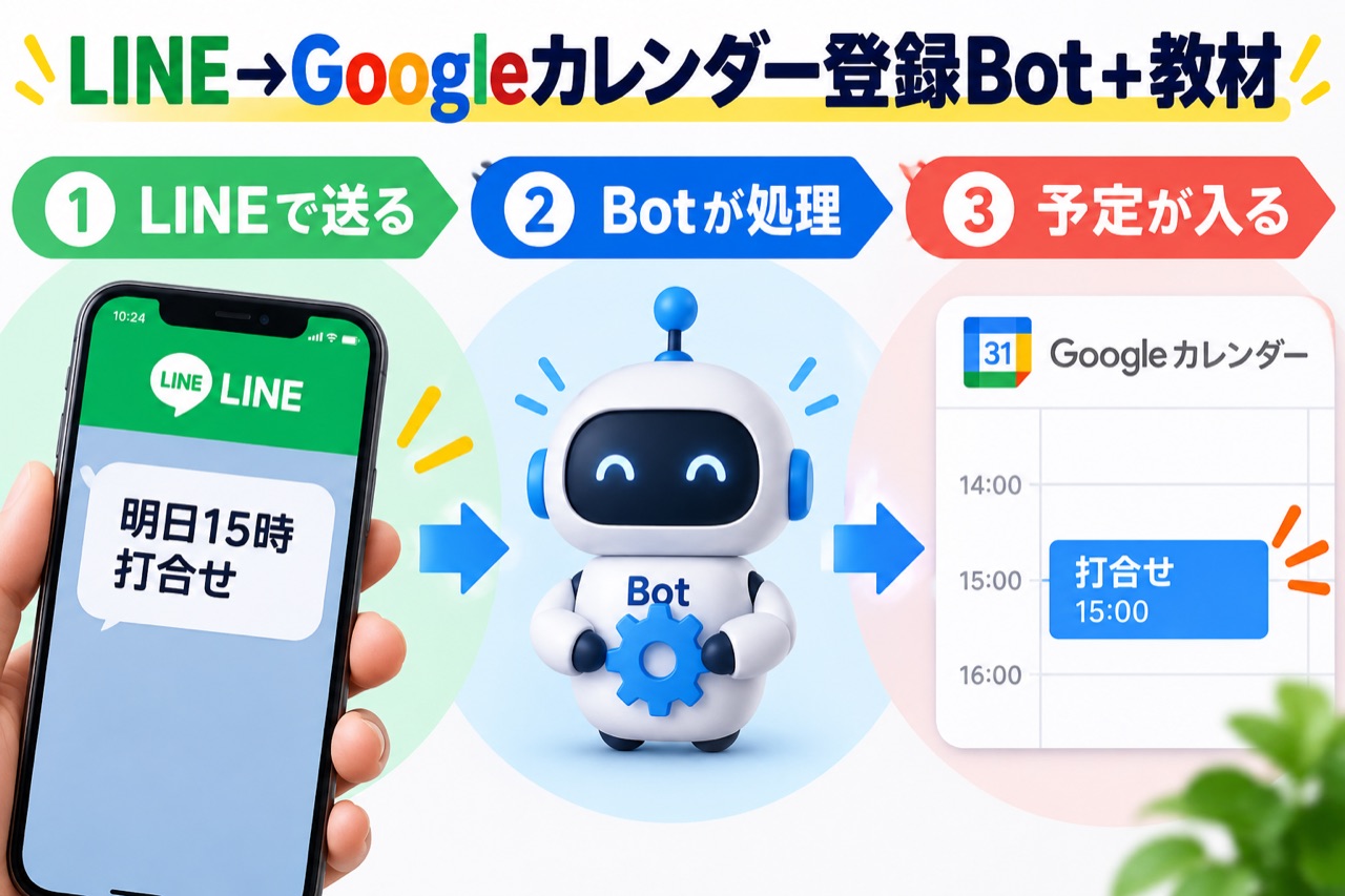 LINE→Googleカレンダー登録Bot＋教材